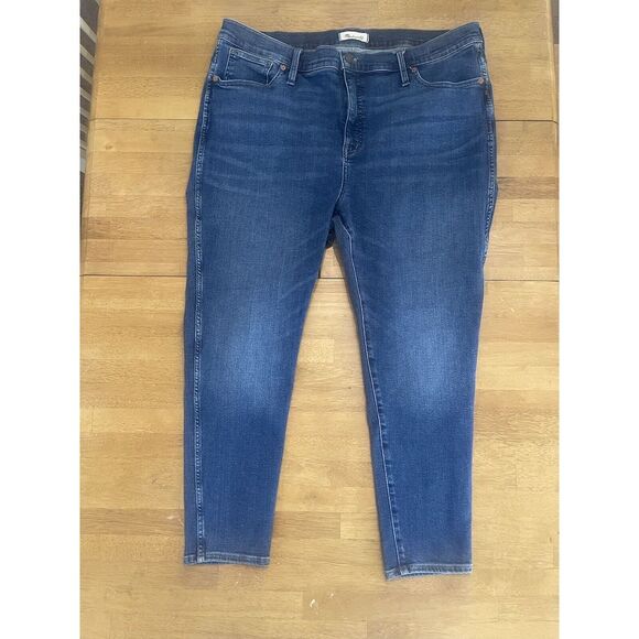 Madewell Womens 10 High Rise Skinny Jeans 34P‎ Blue Medium Wash Stretch Denim - Picture 1 of 8